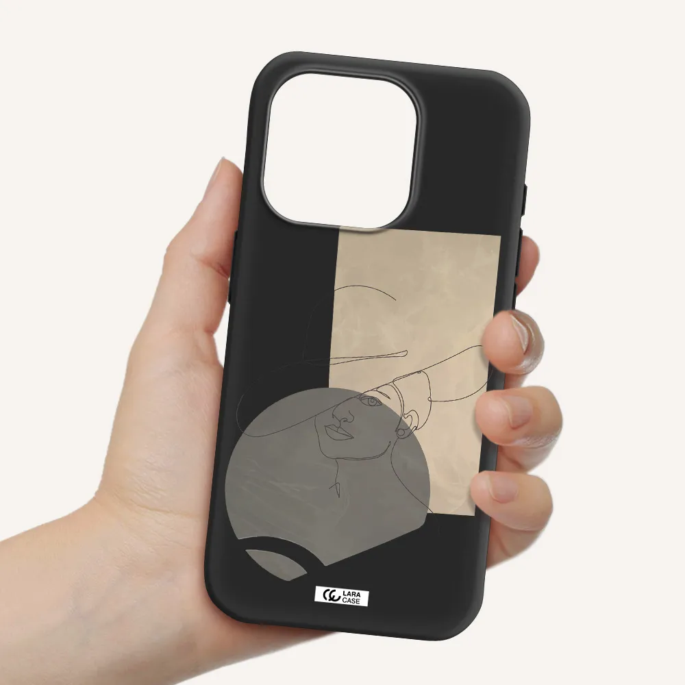 The Lady In The Hat Line Art Apple Iphone 15 Pro Silicone Black Case
