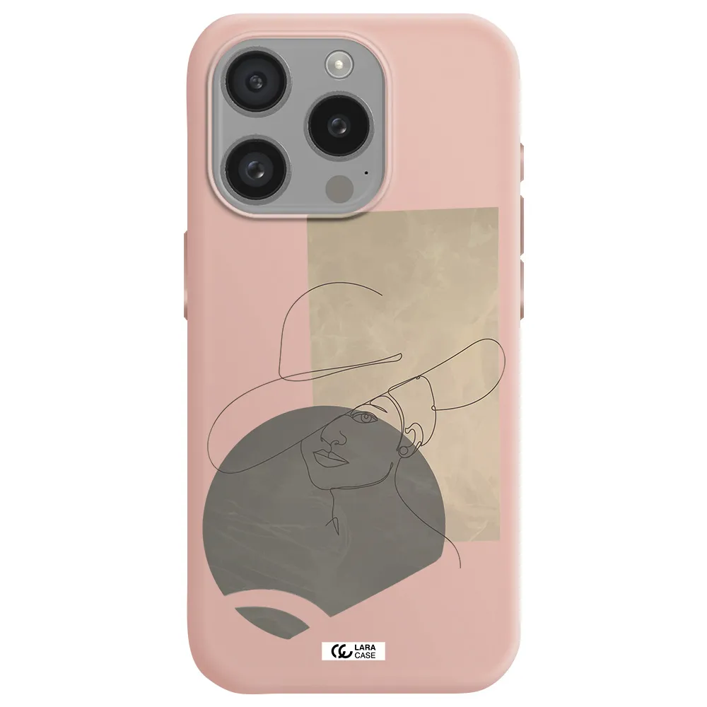 The Lady In The Hat Line Art Apple Iphone 15 Pro Silicone Pastel Pink Case
