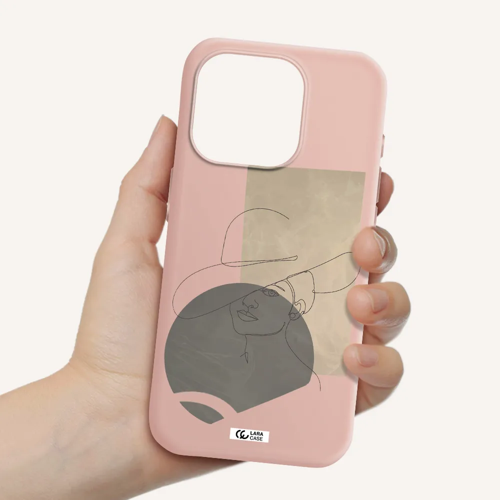 The Lady In The Hat Line Art Apple Iphone 15 Pro Silicone Pastel Pink Case
