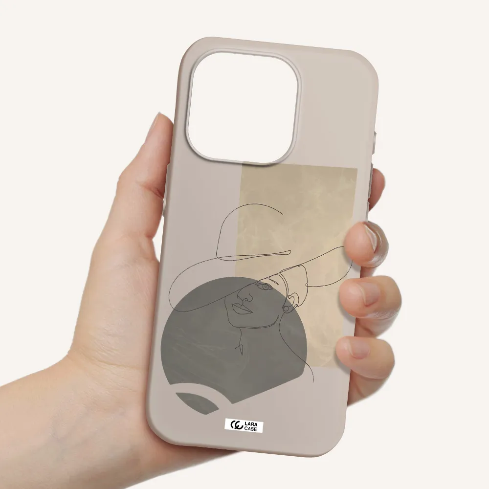 The Lady In The Hat Line Art Apple Iphone 15 Pro Silicone Stone Case