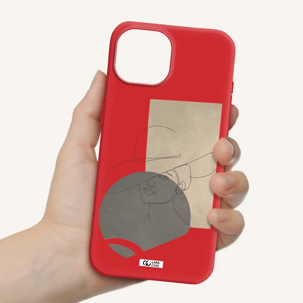 The Lady In The Hat Line Art Apple Iphone 15 Silicone Imperial Red Case