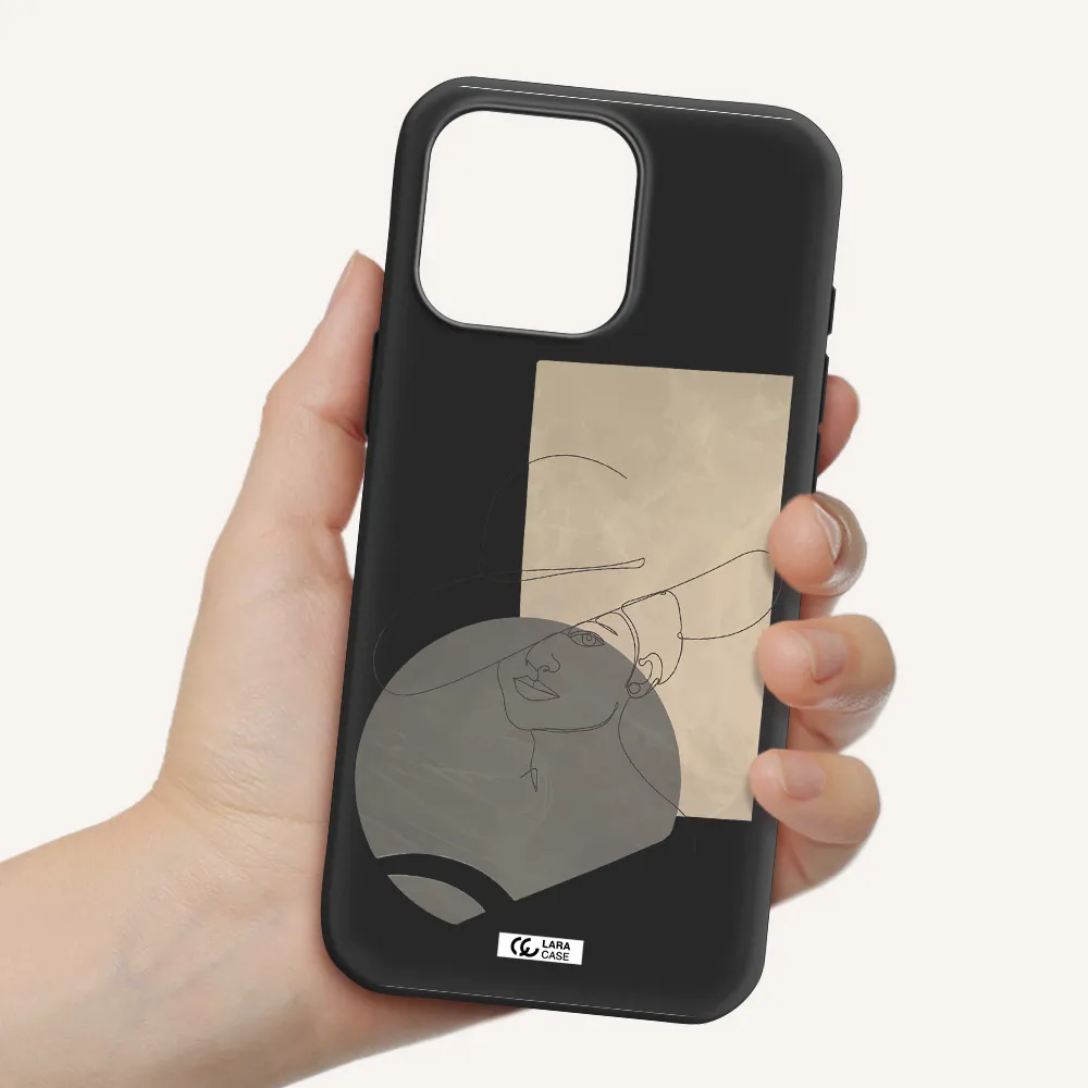 The Lady In The Hat Line Art Apple Iphone 16 Pro Max Silicone Black Case