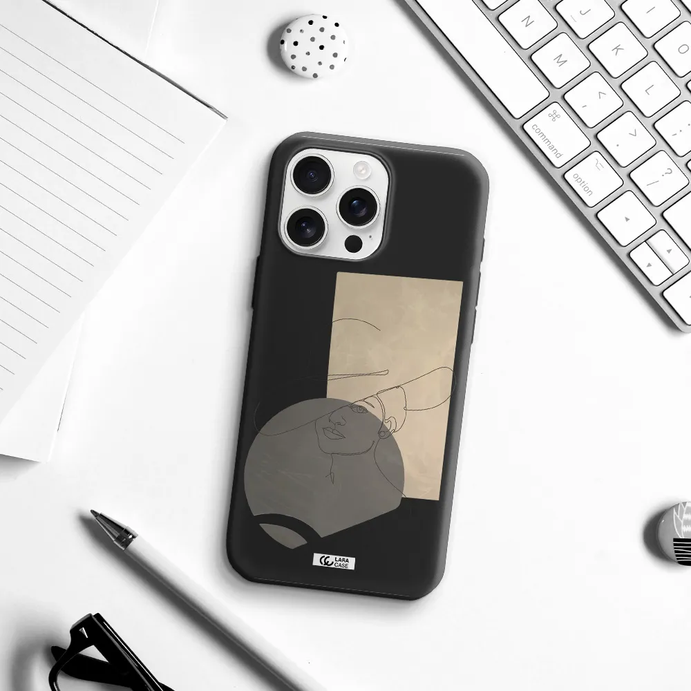 The Lady In The Hat Line Art Apple Iphone 16 Pro Max Silicone Black Case