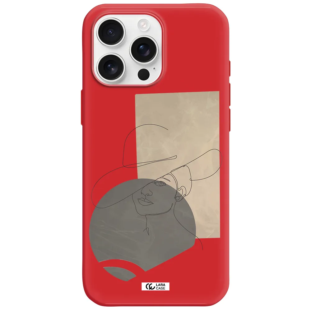 The Lady In The Hat Line Art Apple Iphone 16 Pro Max Silicone Imperial Red Case