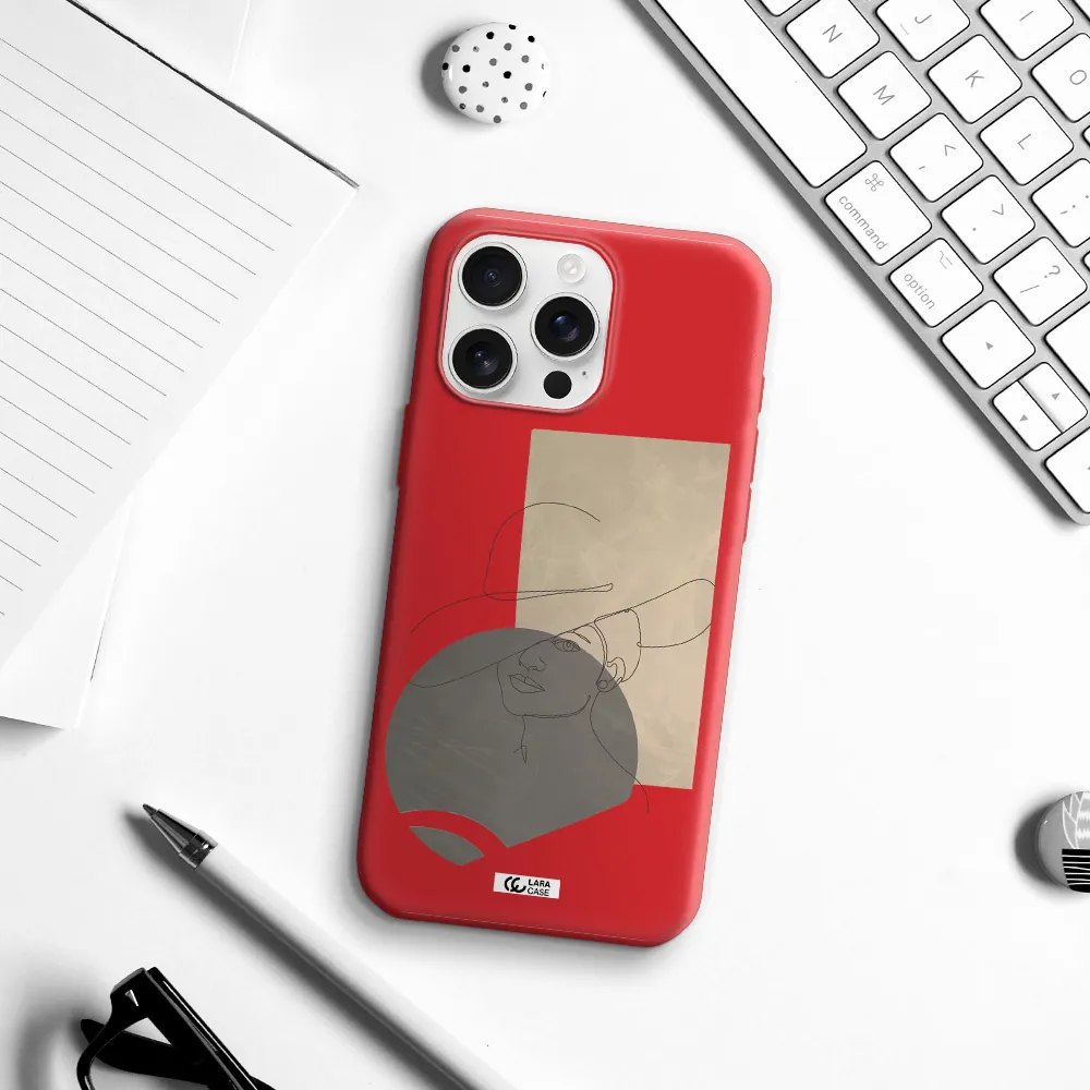 The Lady In The Hat Line Art Apple Iphone 16 Pro Max Silicone Imperial Red Case