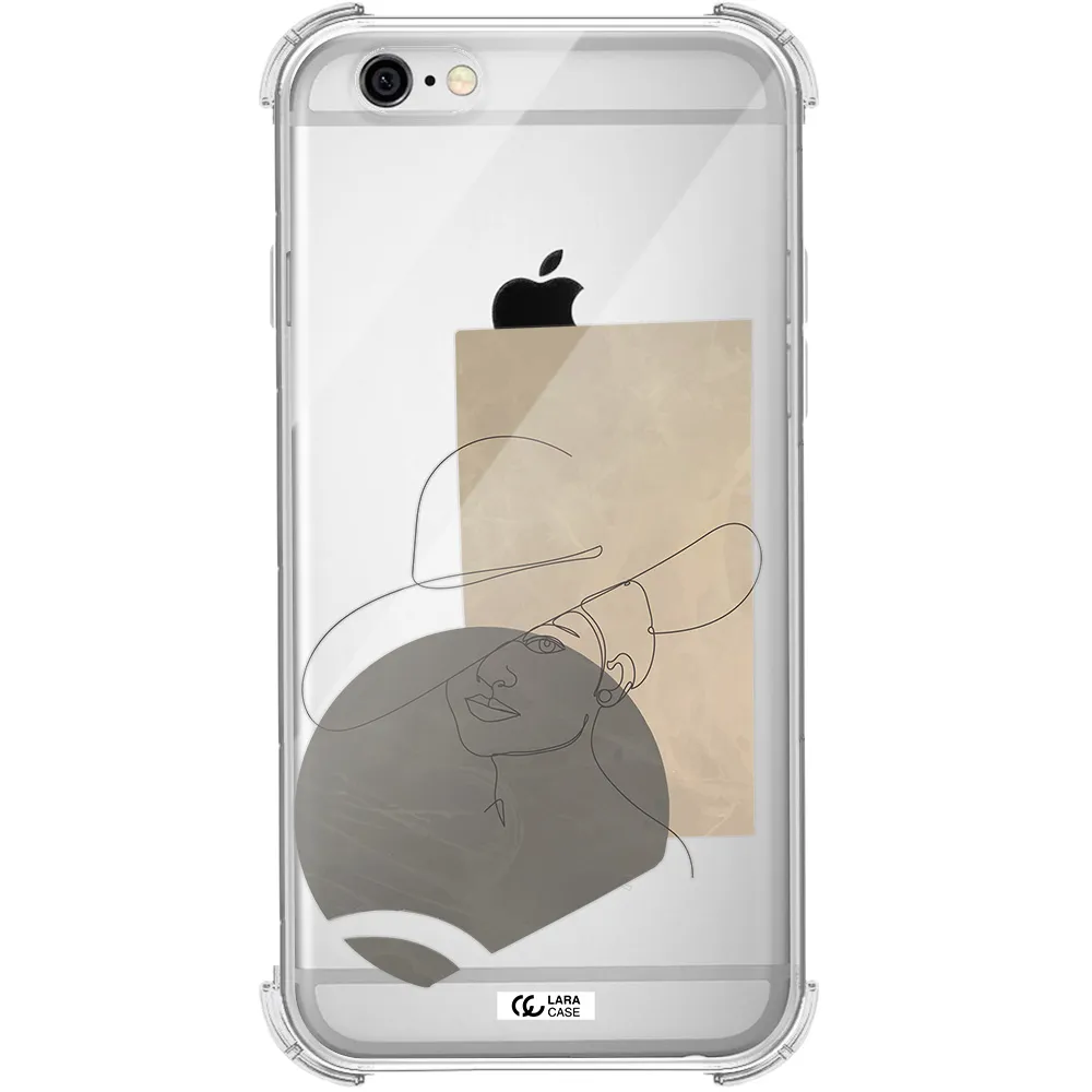 The Lady In The Hat Line Art Apple iPhone 6 Clear PC Case