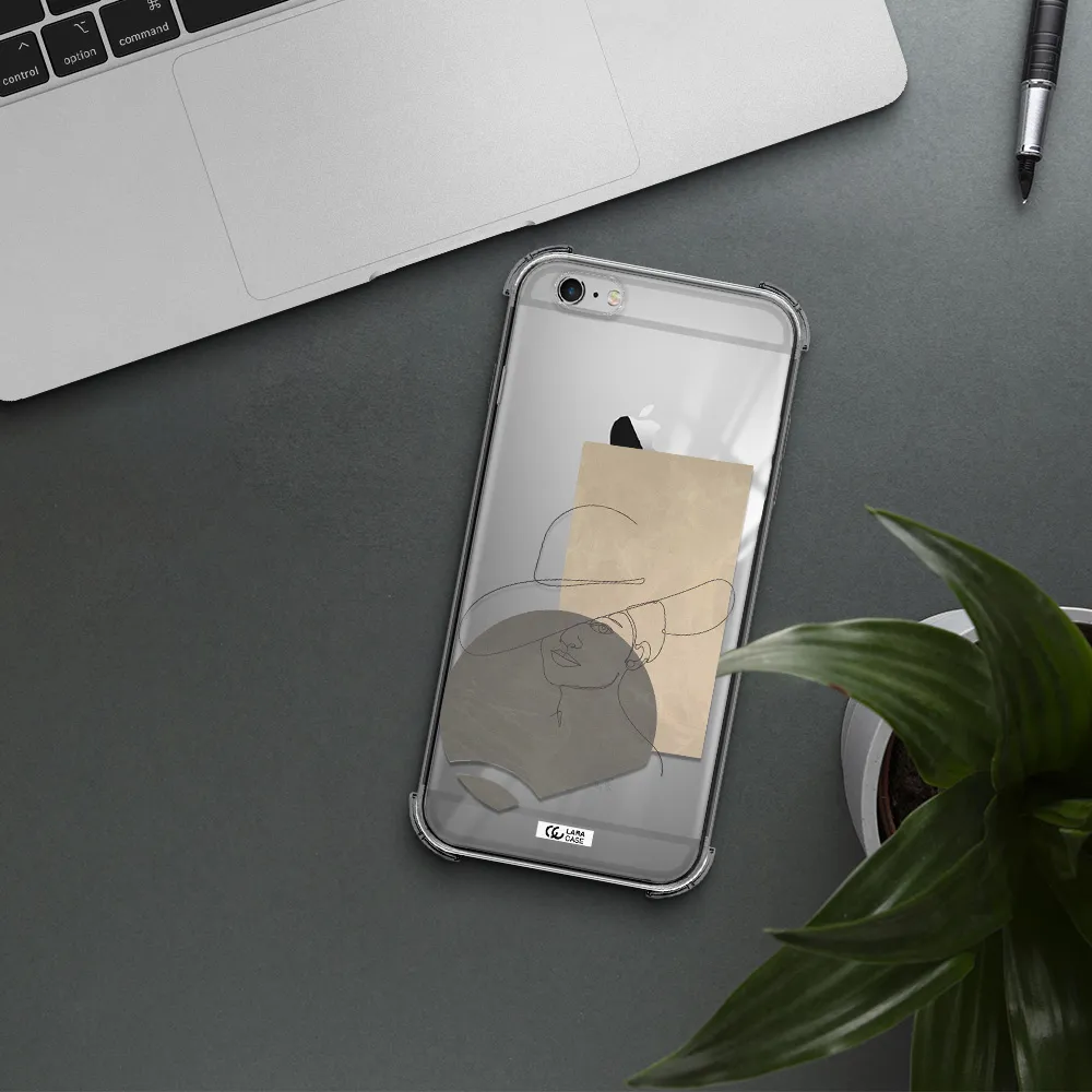 The Lady In The Hat Line Art Apple iPhone 6 plus Clear PC Case