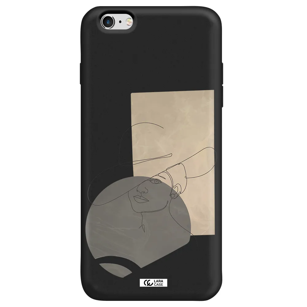 The Lady In The Hat Line Art Apple iPhone 6 plus Silicone black Case
