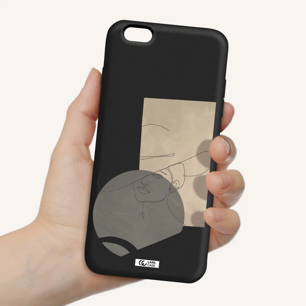 The Lady In The Hat Line Art Apple iPhone 6 plus Silicone black Case