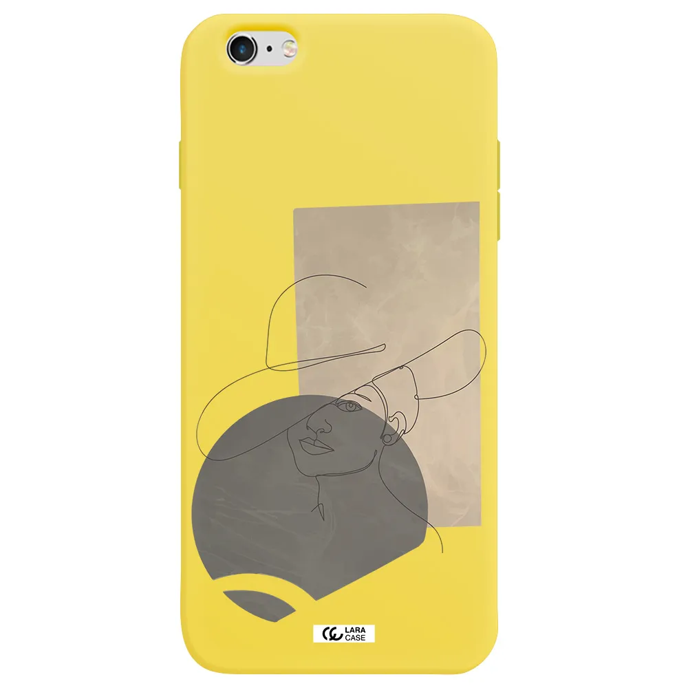 The Lady In The Hat Line Art Apple iPhone 6 plus Silicone canary yellow Case