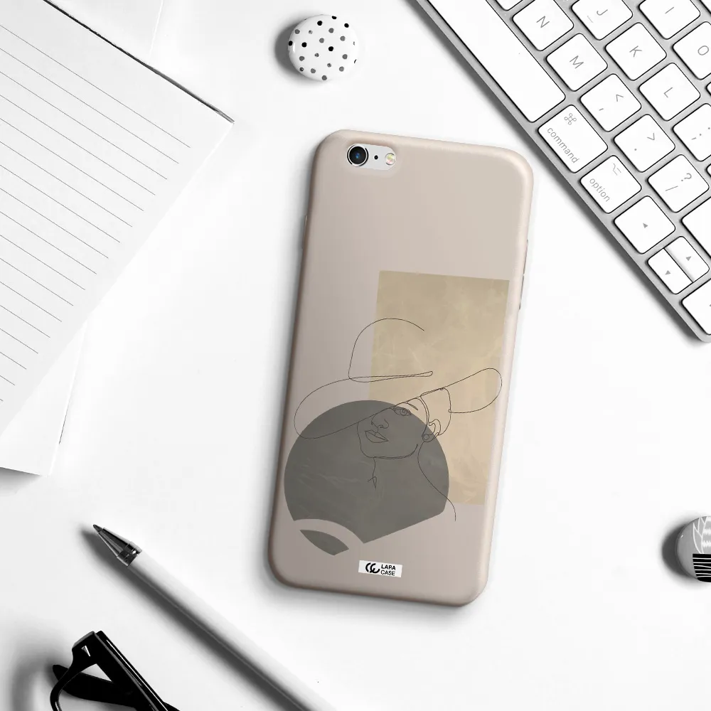 The Lady In The Hat Line Art Apple iPhone 6 plus Silicone Stone Case