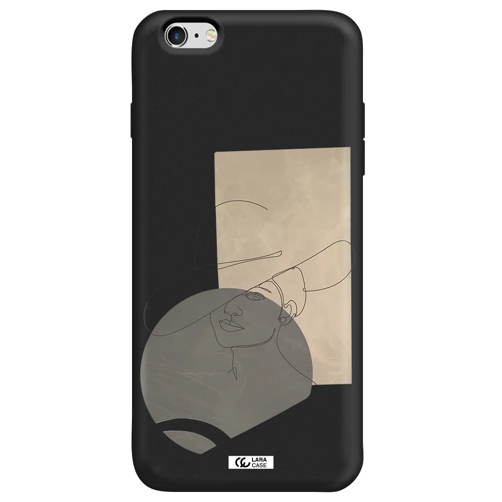 The Lady In The Hat Line Art Apple iPhone 6 s plus Silicone black Case