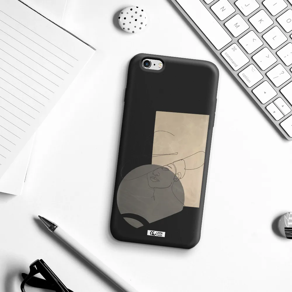 The Lady In The Hat Line Art Apple iPhone 6 s plus Silicone black Case