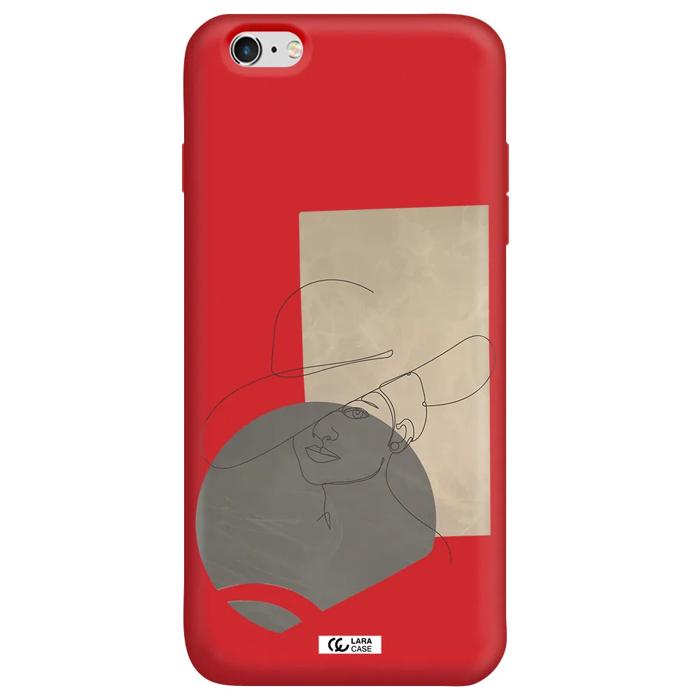 The Lady In The Hat Line Art Apple iPhone 6 s plus Silicone Imperial Red Case