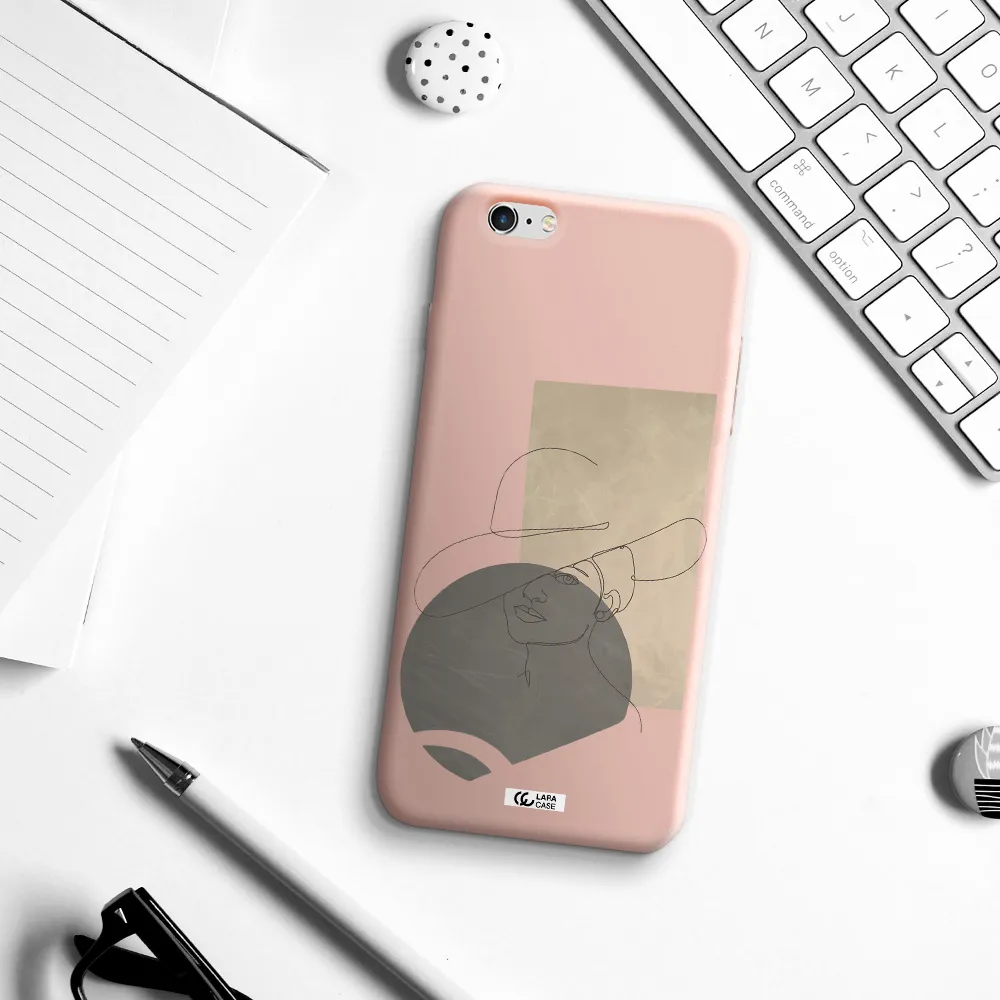 The Lady In The Hat Line Art Apple iPhone 6 s plus Silicone pastel pink Case