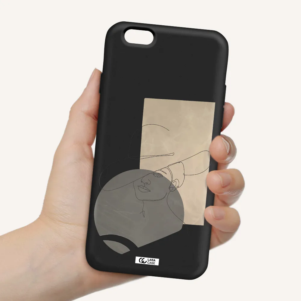 The Lady In The Hat Line Art Apple iPhone 6 Silicone black Case