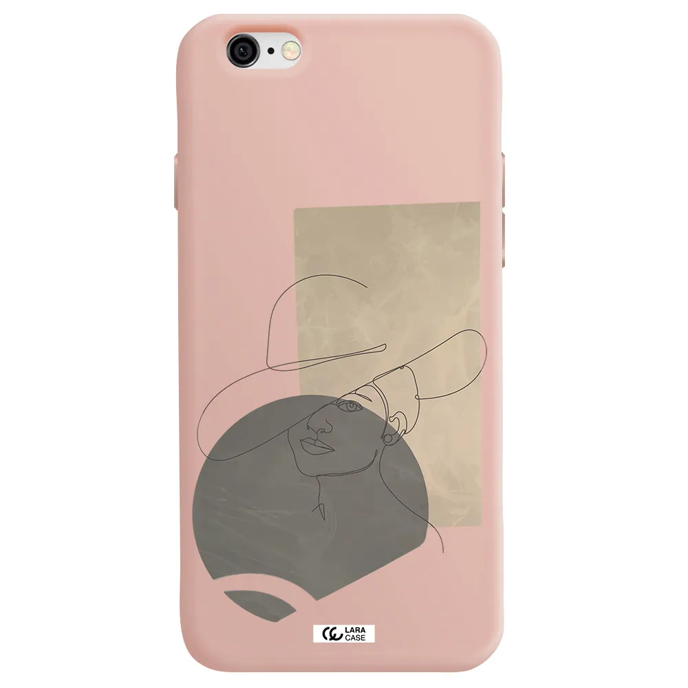 The Lady In The Hat Line Art Apple iPhone 6 Silicone pastel pink Case
