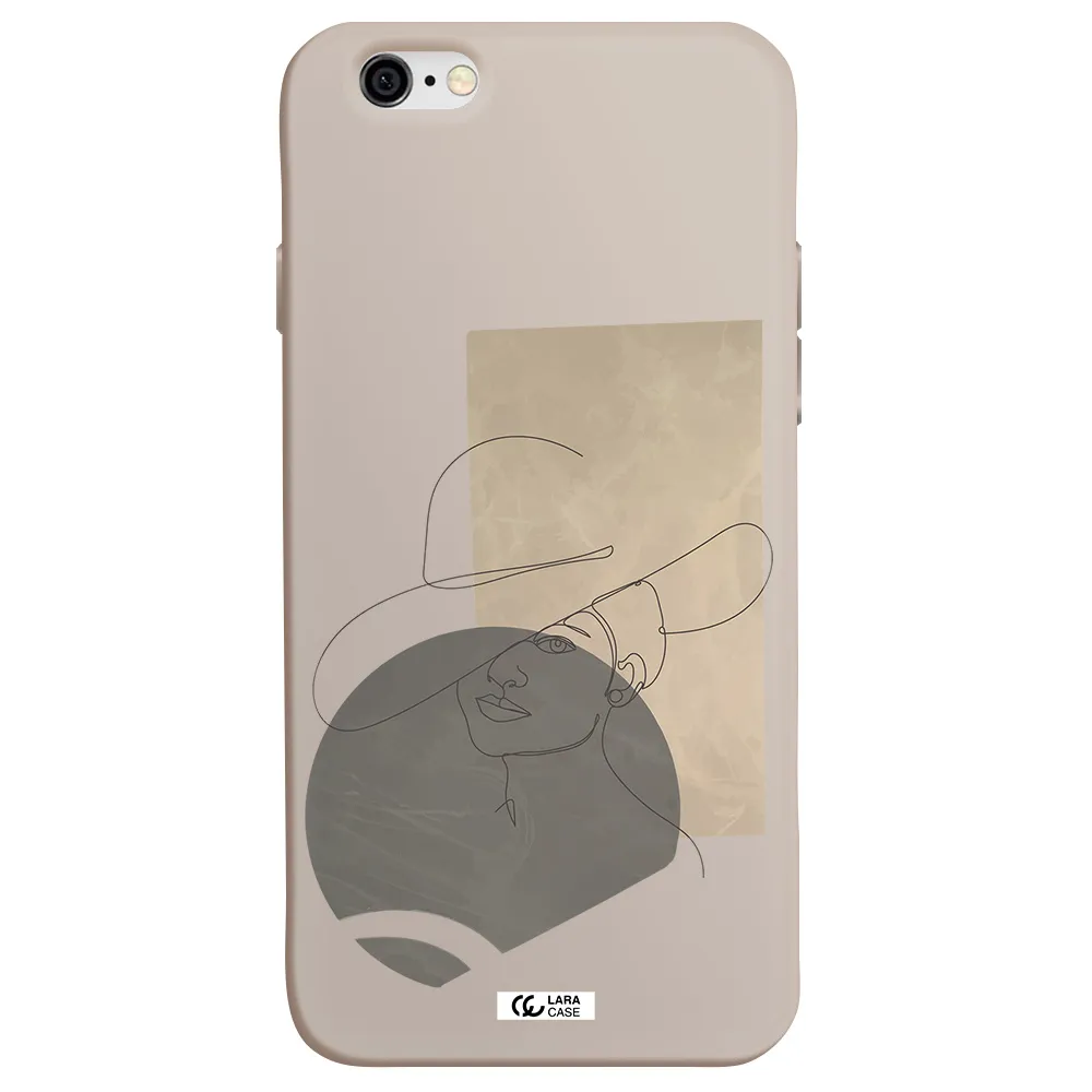 The Lady In The Hat Line Art Apple iPhone 6 Silicone Stone Case
