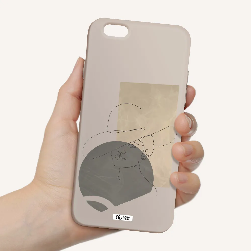 The Lady In The Hat Line Art Apple iPhone 6 Silicone Stone Case
