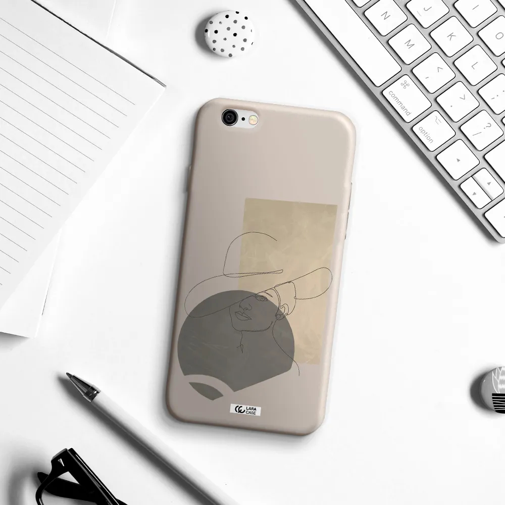 The Lady In The Hat Line Art Apple iPhone 6 Silicone Stone Case