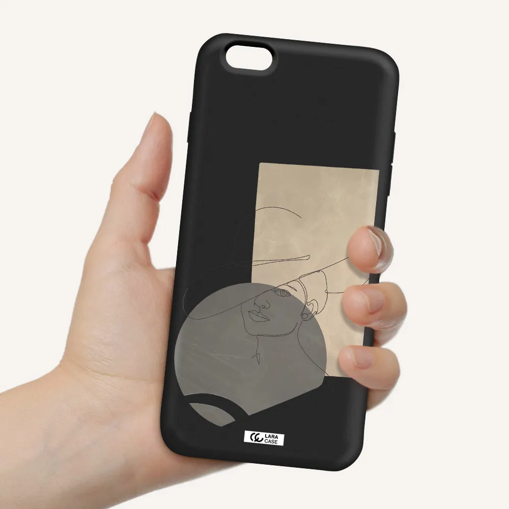 The Lady In The Hat Line Art Apple iPhone 6S Silicone black Case