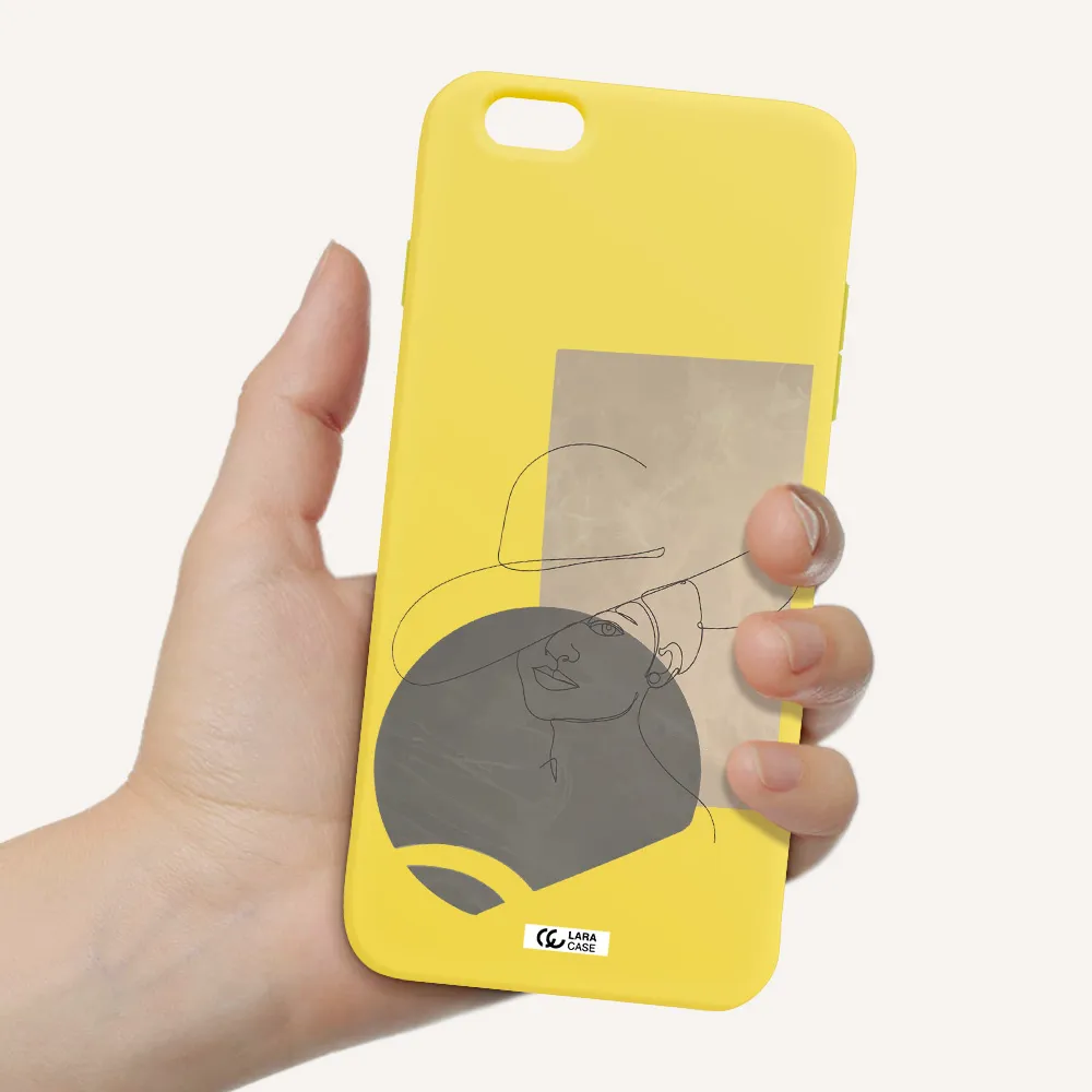 The Lady In The Hat Line Art Apple iPhone 6S Silicone canary yellow Case