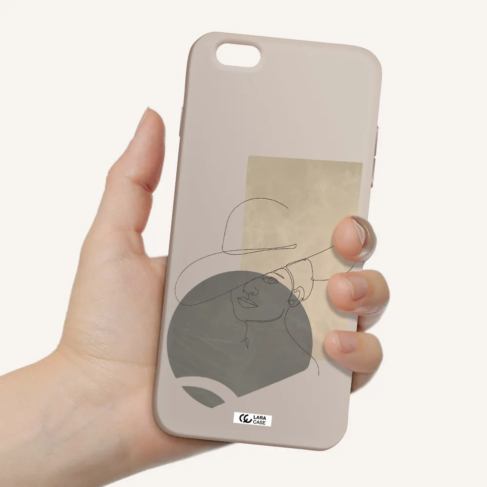 The Lady In The Hat Line Art Apple iPhone 6S Silicone Stone Case