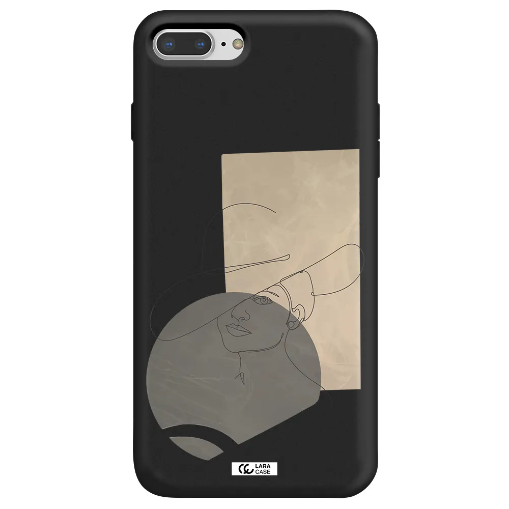 The Lady In The Hat Line Art Apple iPhone 7 plus Silicone black Case