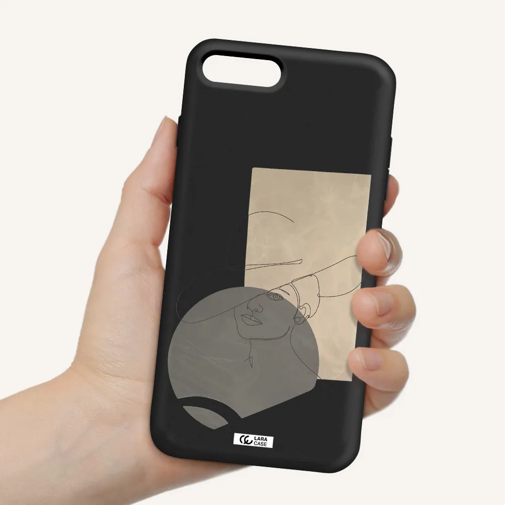 The Lady In The Hat Line Art Apple iPhone 7 plus Silicone black Case