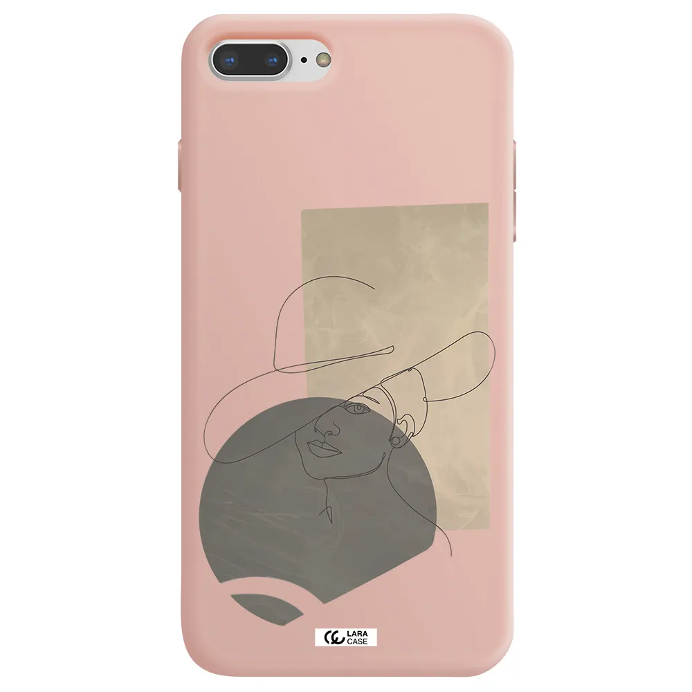 The Lady In The Hat Line Art Apple iPhone 7 plus Silicone pastel pink Case