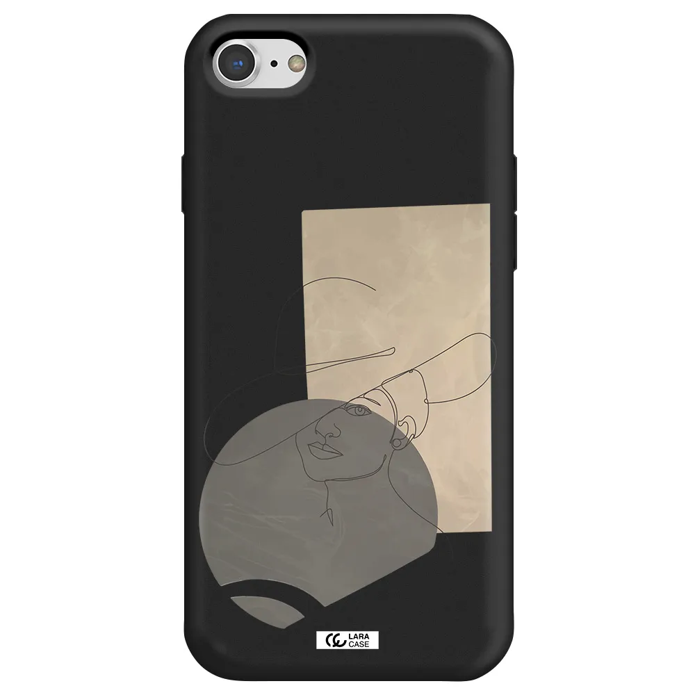 The Lady In The Hat Line Art Apple iPhone 7 Silicone black Case