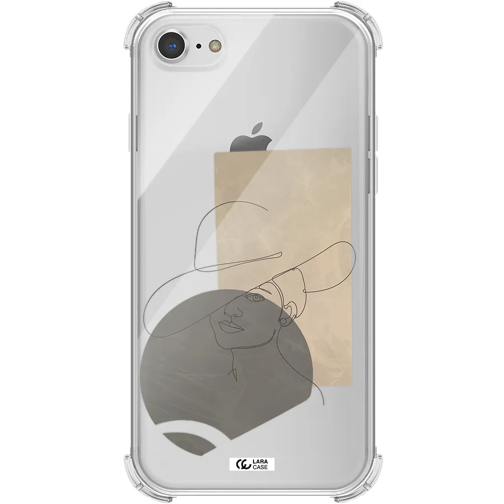 The Lady In The Hat Line Art Apple iPhone 8 Clear PC Case