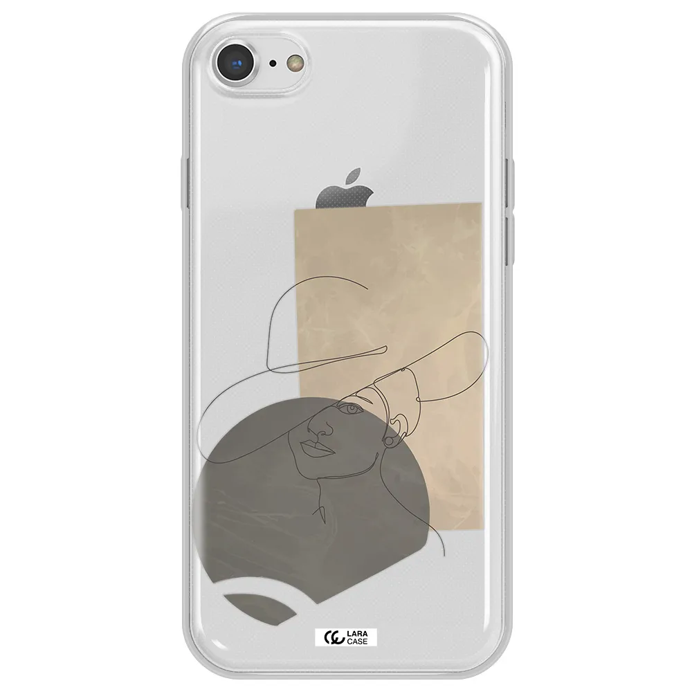 The Lady In The Hat Line Art Apple iPhone 8 Clear TPU Case