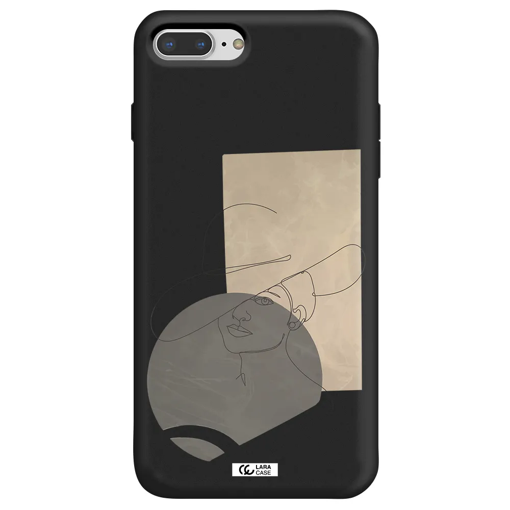 The Lady In The Hat Line Art Apple iPhone 8 plus Silicone black Case