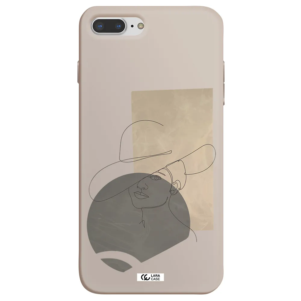The Lady In The Hat Line Art Apple iPhone 8 plus Silicone Stone Case