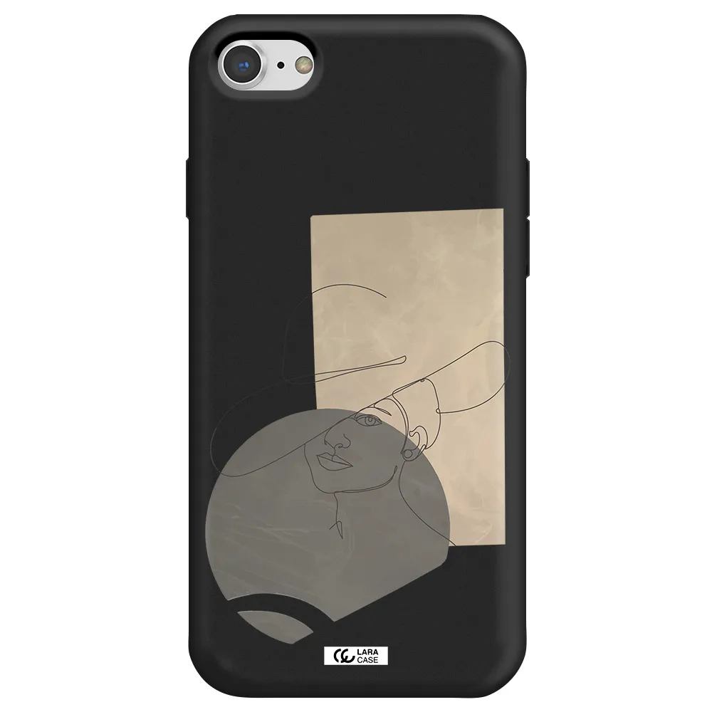 The Lady In The Hat Line Art Apple iPhone 8 Silicone black Case