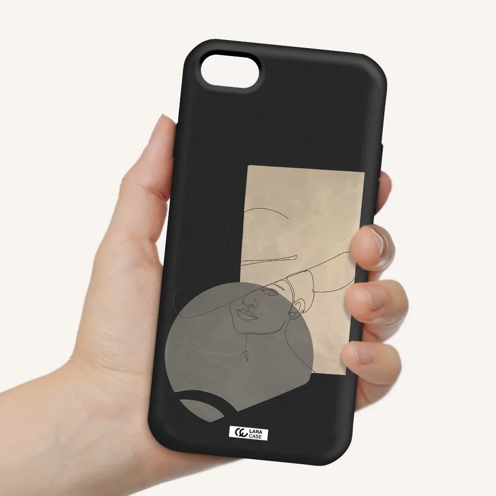 The Lady In The Hat Line Art Apple iPhone 8 Silicone black Case
