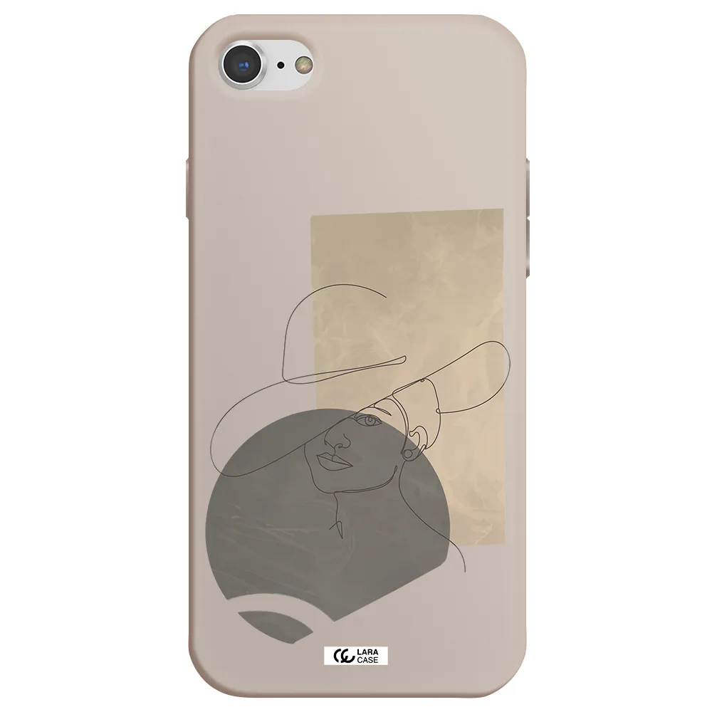 The Lady In The Hat Line Art Apple iPhone 8 Silicone Stone Case