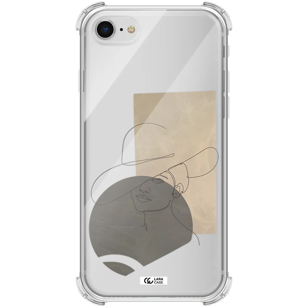 The Lady In The Hat Line Art Apple iPhone se 2020 Clear PC Case