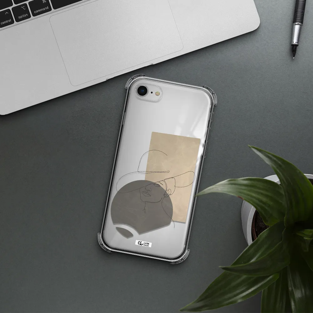 The Lady In The Hat Line Art Apple iPhone se 2020 Clear PC Case