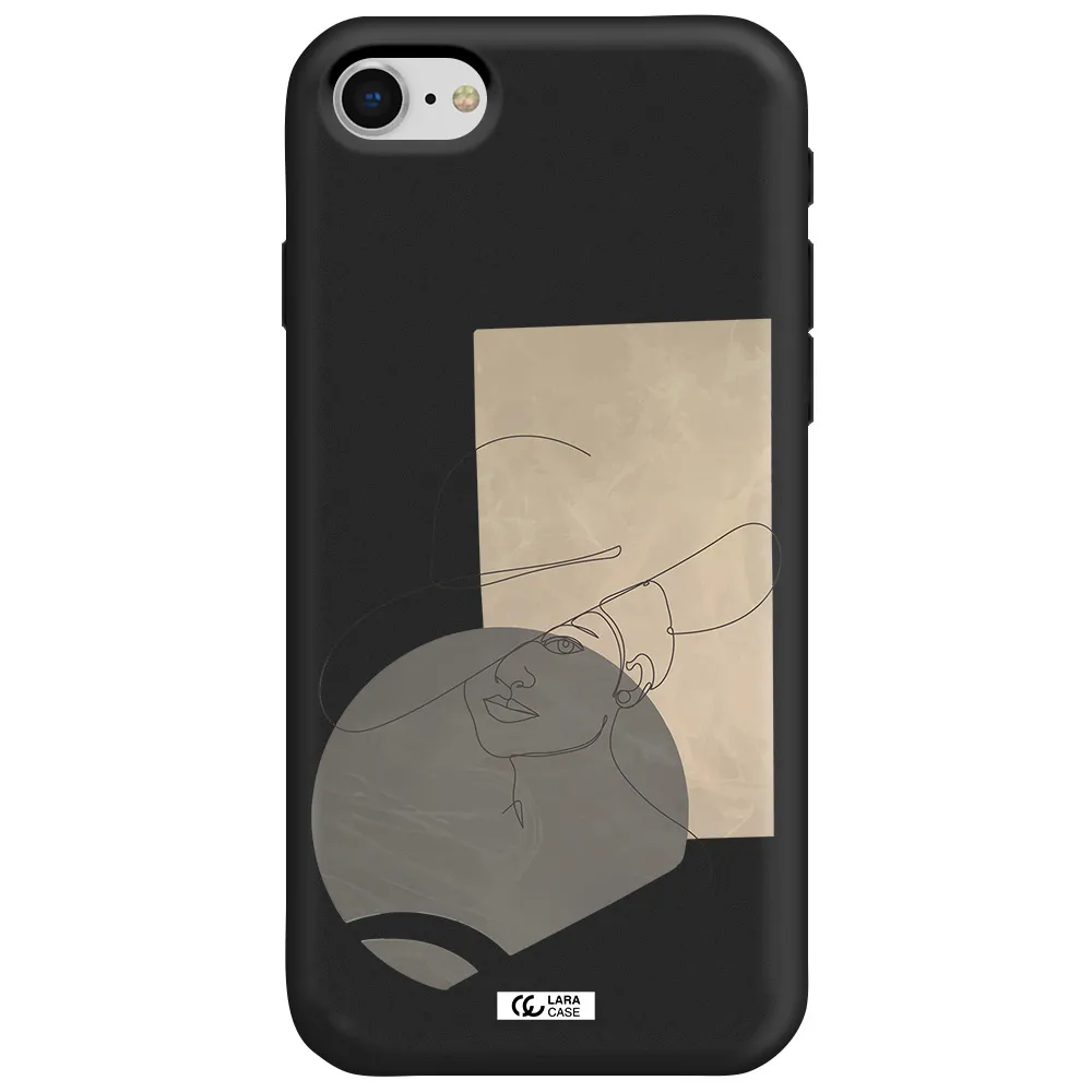 The Lady In The Hat Line Art Apple iPhone se 2020 Silicone black Case