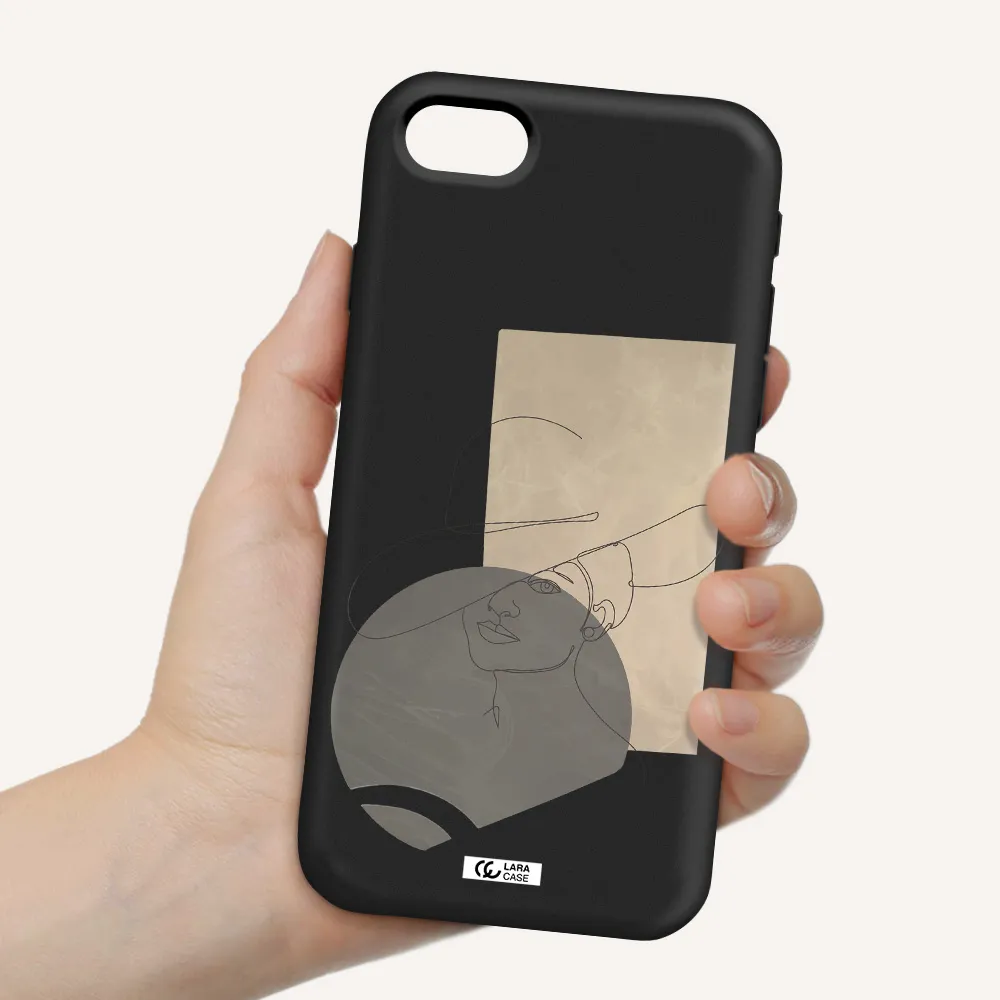 The Lady In The Hat Line Art Apple iPhone se 2020 Silicone black Case