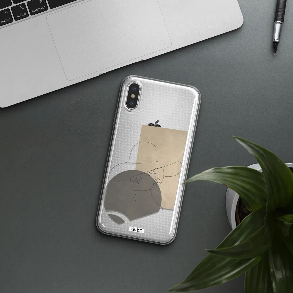 The Lady In The Hat Line Art Apple iPhone X Clear TPU Case