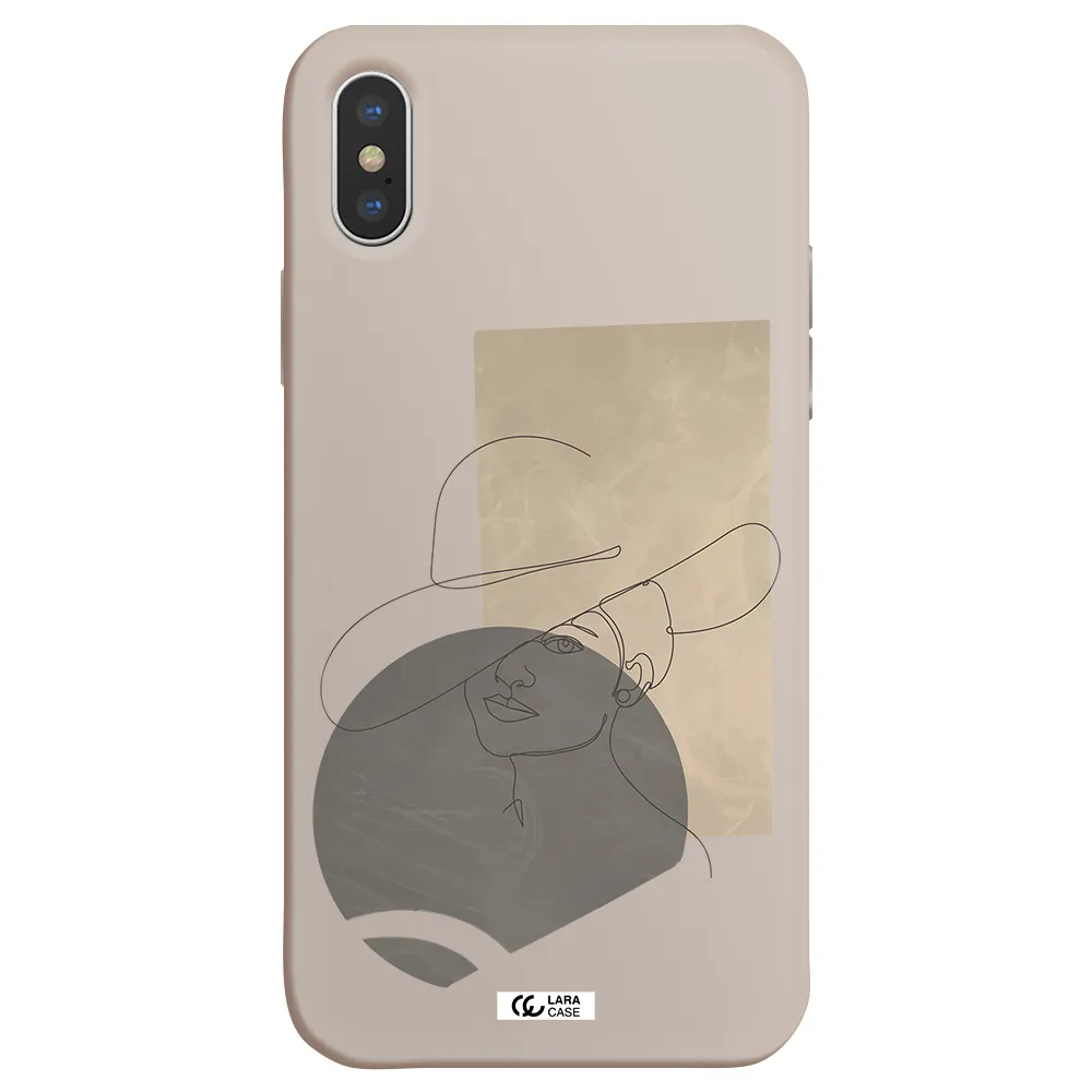 The Lady In The Hat Line Art Apple iPhone X Silicone Stone Case