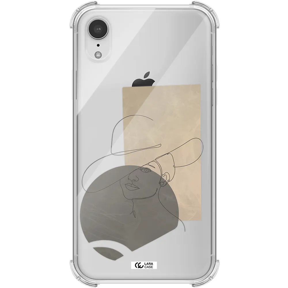 The Lady In The Hat Line Art Apple iPhone XR Clear PC Case