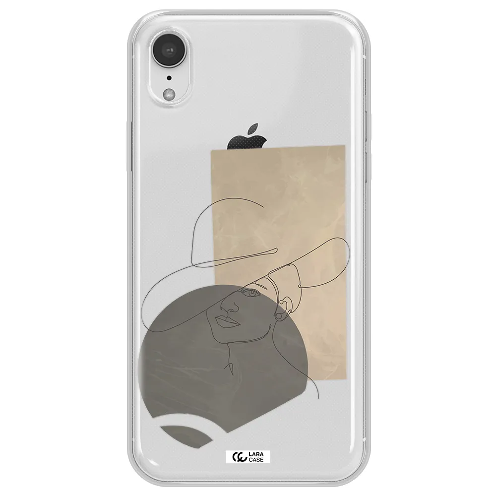 The Lady In The Hat Line Art Apple iPhone XR Clear TPU Case