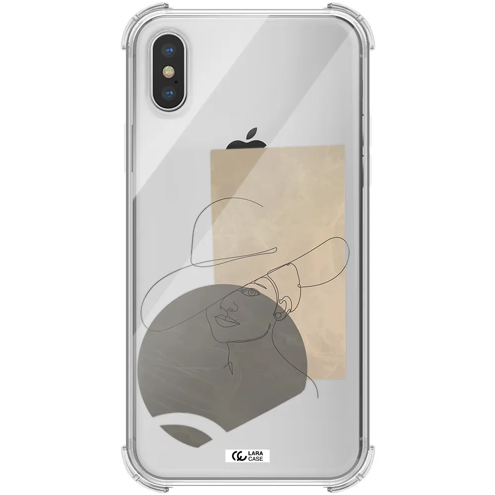 The Lady In The Hat Line Art Apple iPhone XS Clear PC Case