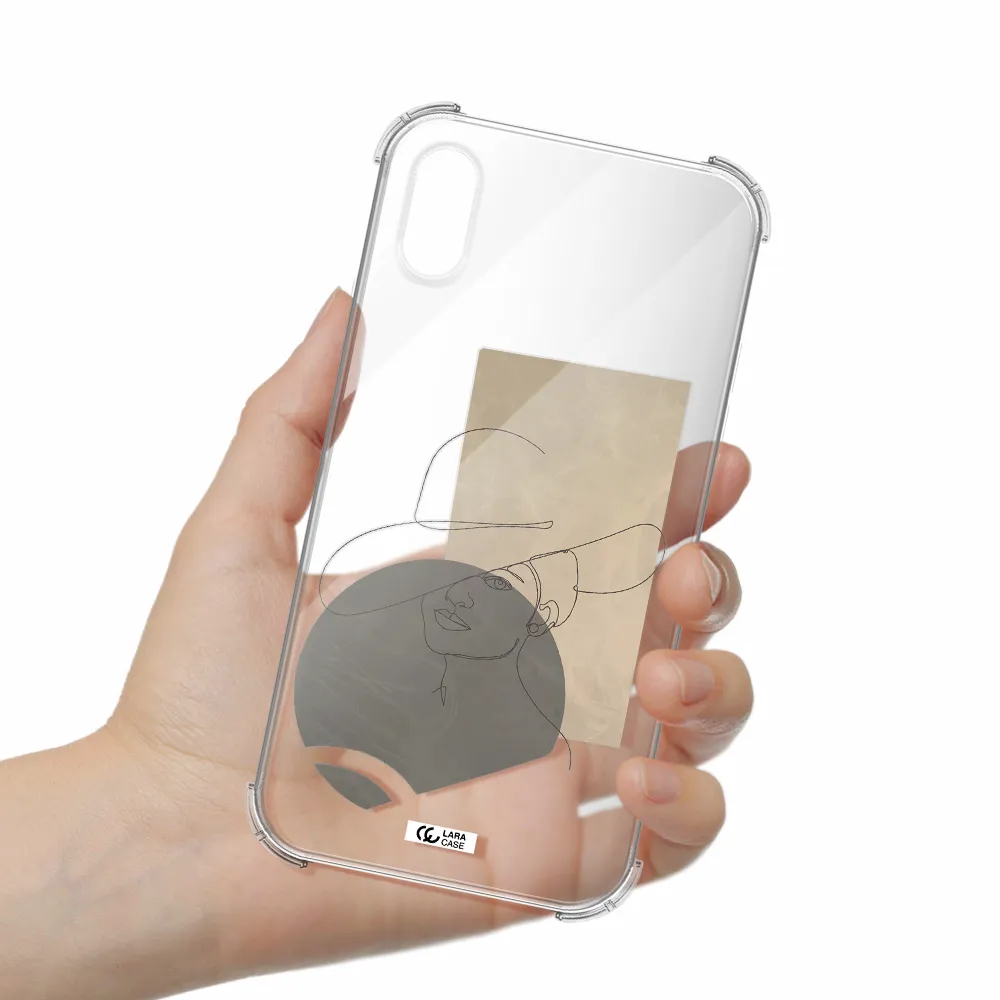 The Lady In The Hat Line Art Apple iPhone XS Clear PC Case