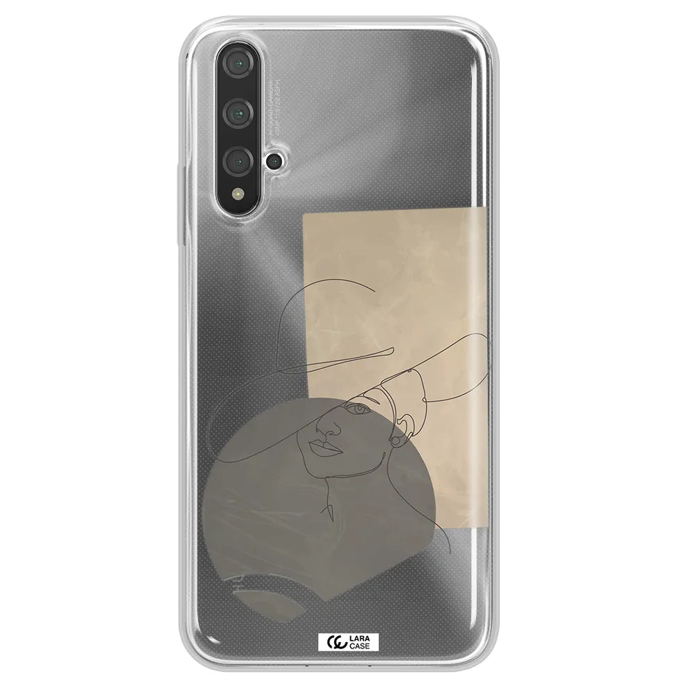 The Lady In The Hat Line Art Huawei Nova 5t Clear TPU Case