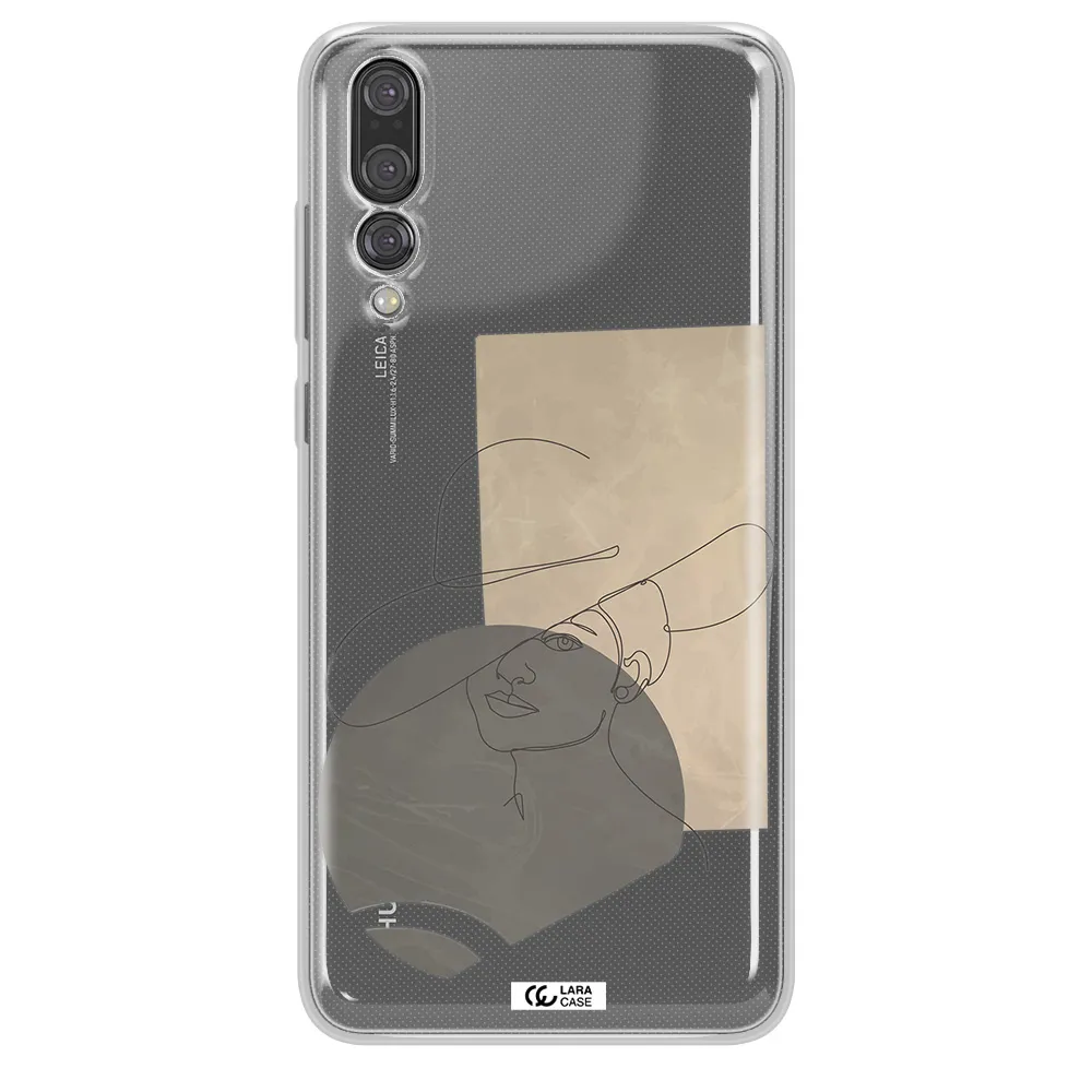 The Lady In The Hat Line Art Huawei P20 Pro Clear TPU Case